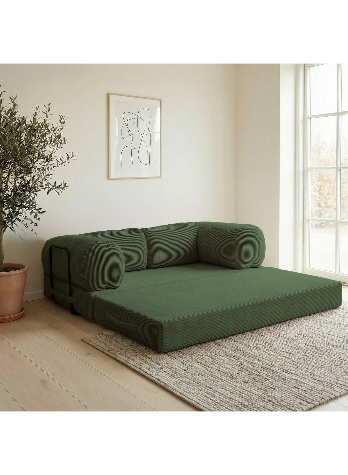 Cord Schlafsofa MUNO in Flaschengrün Ansicht 5