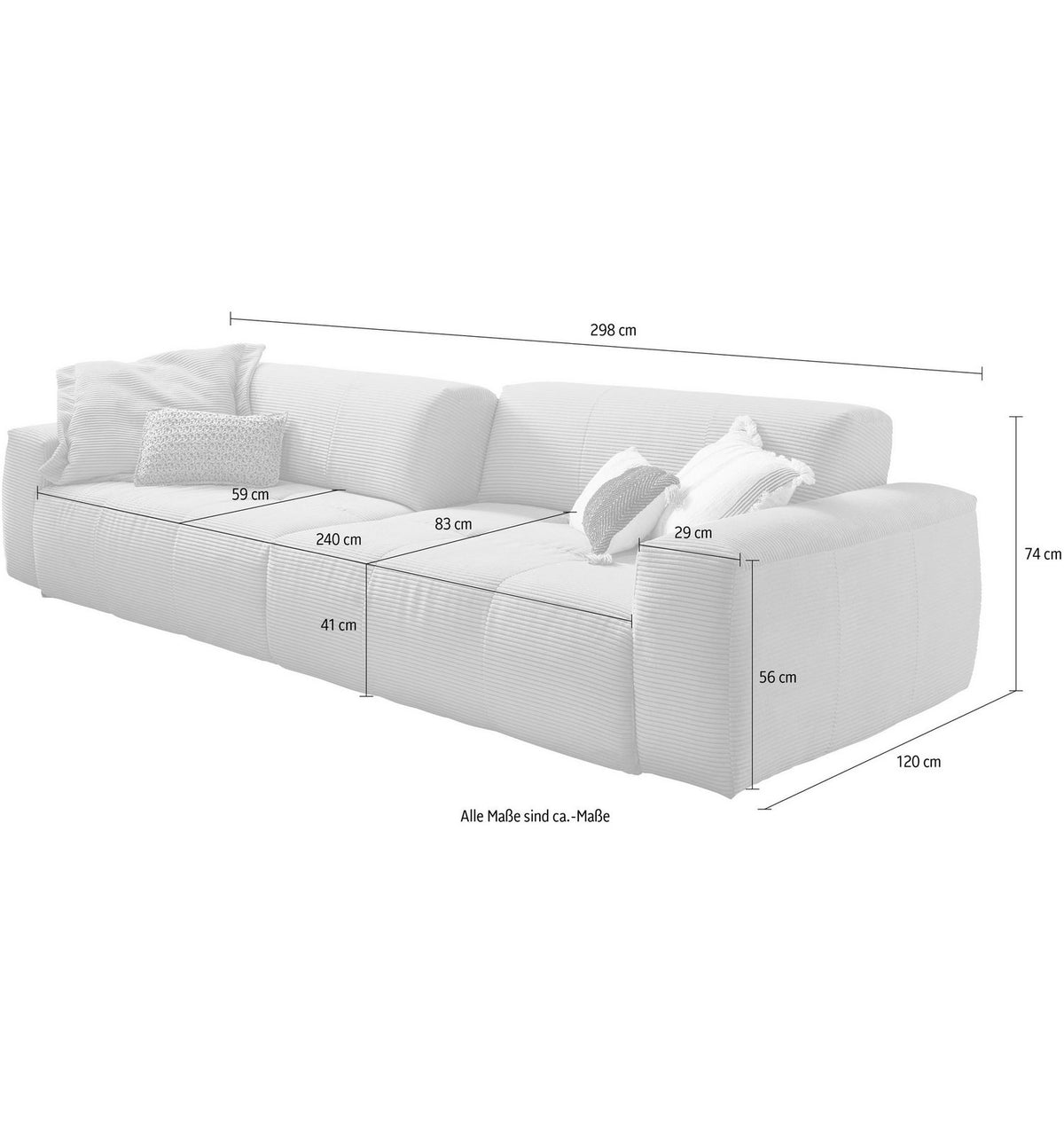Cord Big Sofa YOSHY Detailansicht der Nahtfuehrung