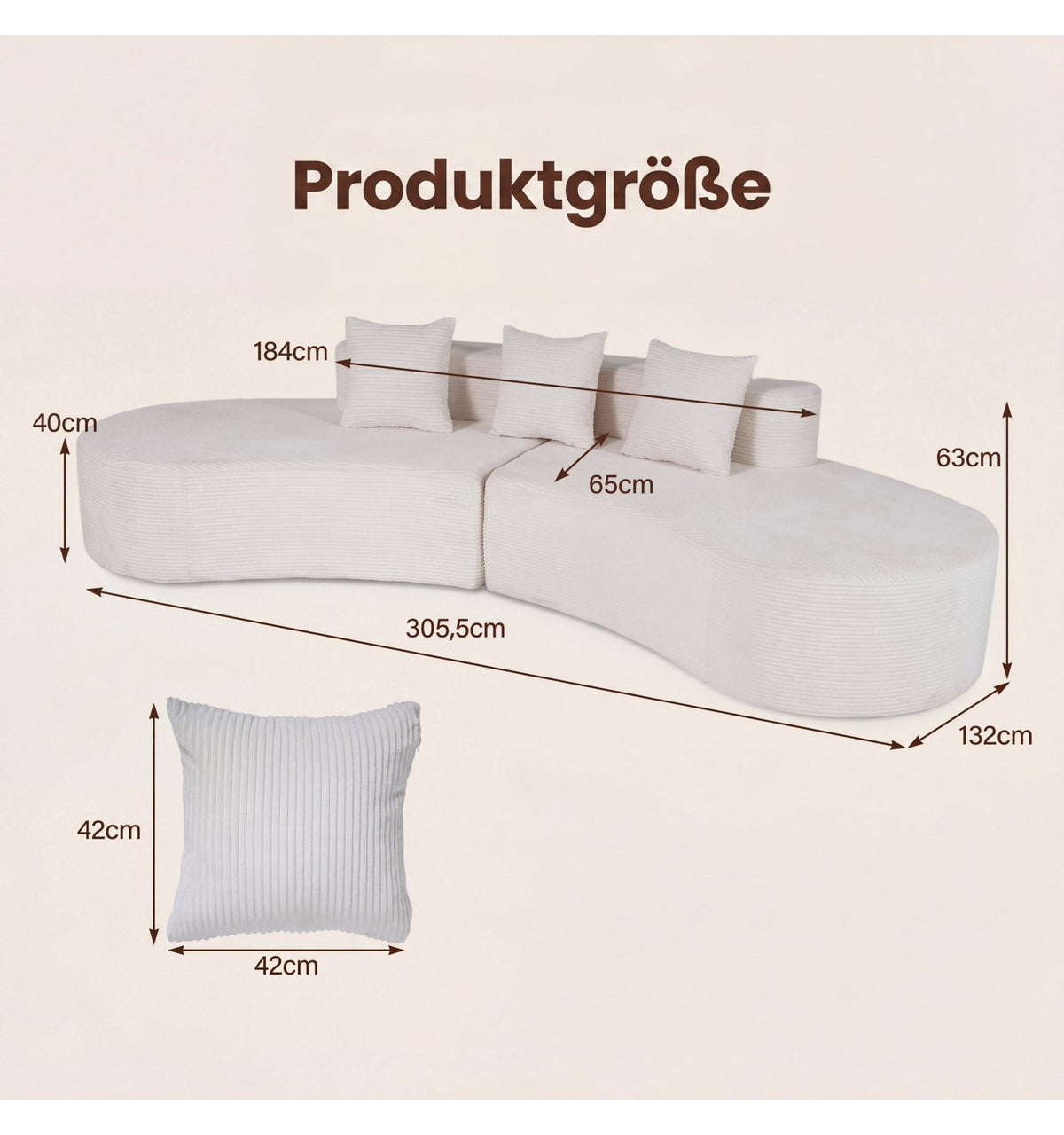 Cordbezug in Beige in der Nahaufnahme