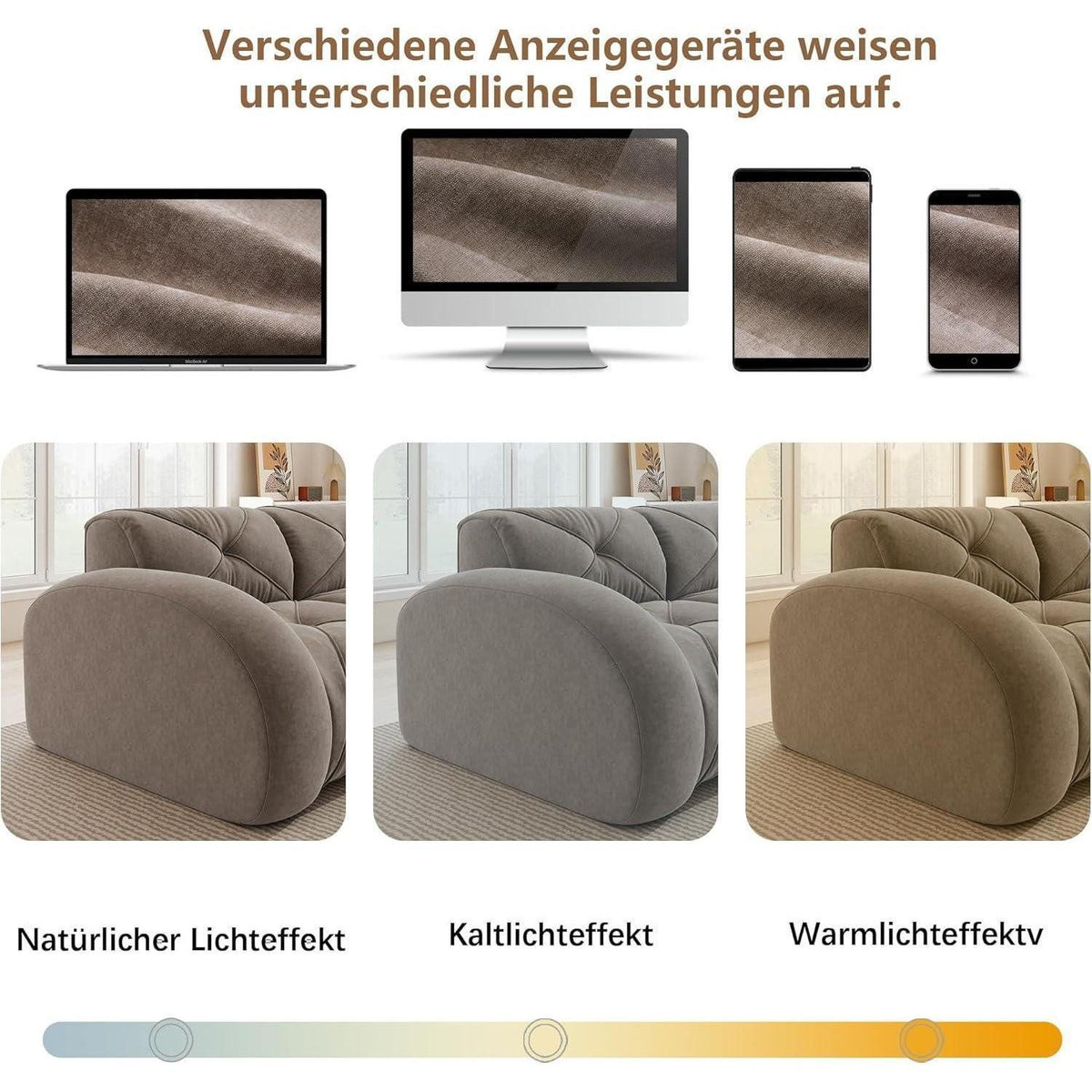 Modulare Anordnung der braunen Cord Wohnlandschaft