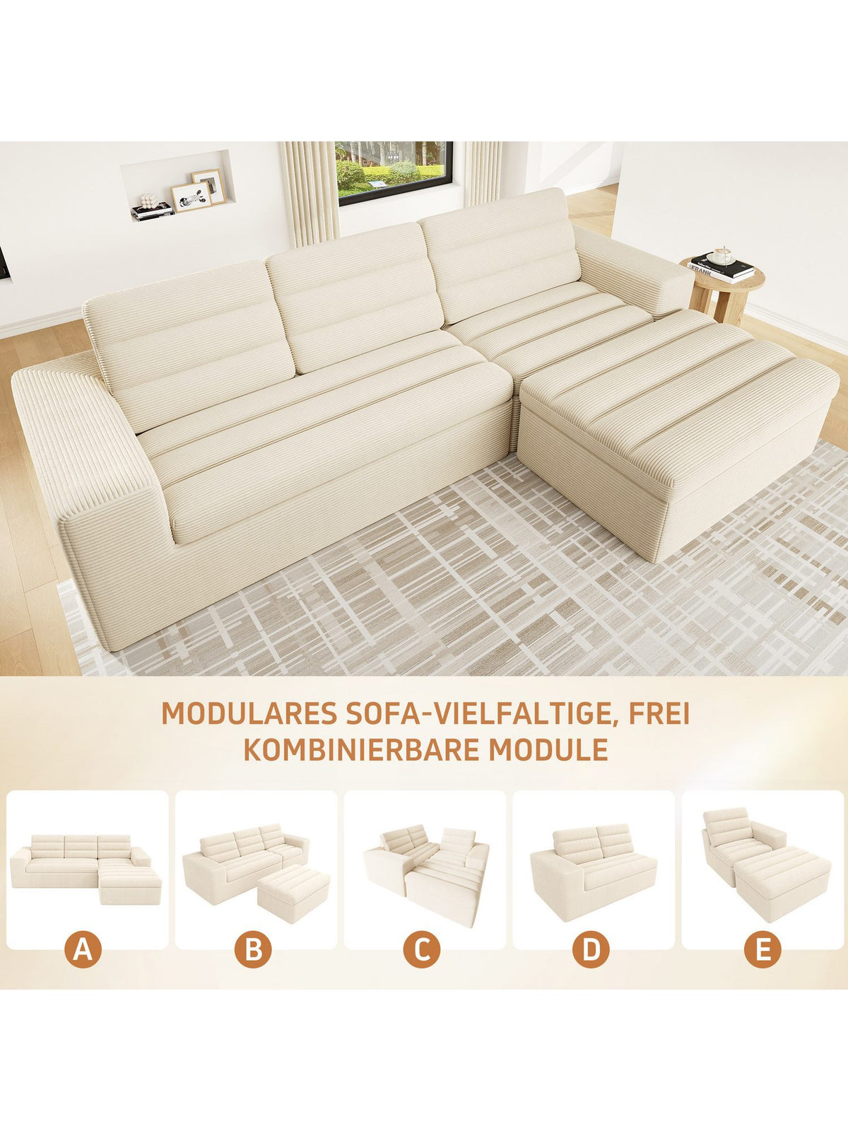 Modulares Cord Wolkensofa Detail des Cordstoffs