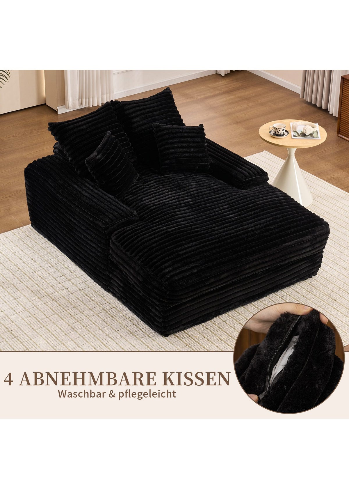 Cord Schlafsofa SEEDWAVE breite Armlehne als Ablage