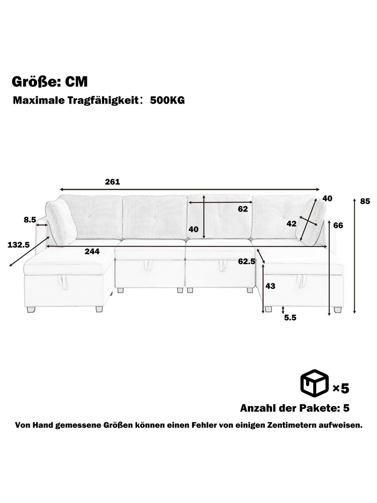 Modulares Cord Sofa in Beige Nahaufnahme des Bezugs