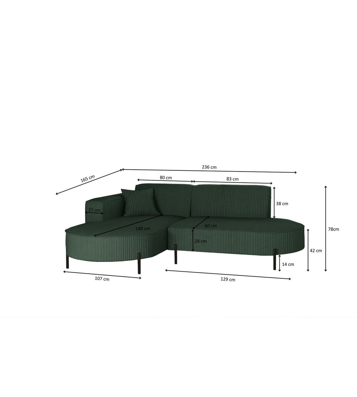 Detailaufnahme des Poso Cordstoffs in Grün