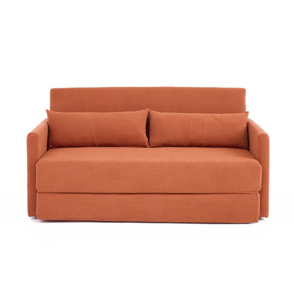 Cord Schlafsofa BBWL in Orange Gesamtansicht