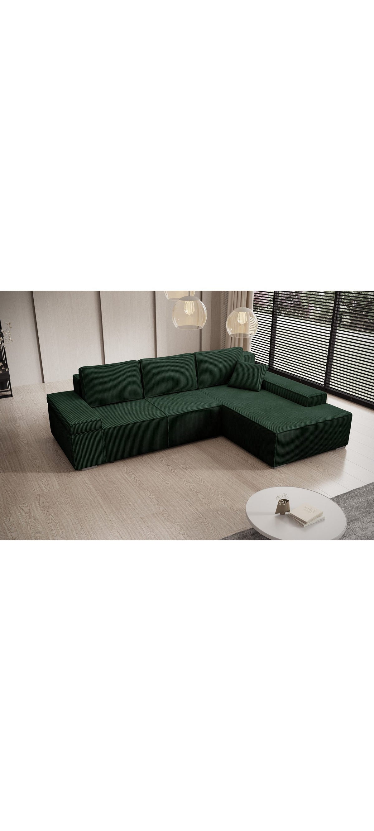 Cord Ecksofa MILO mit Ottomane im Wohnzimmer