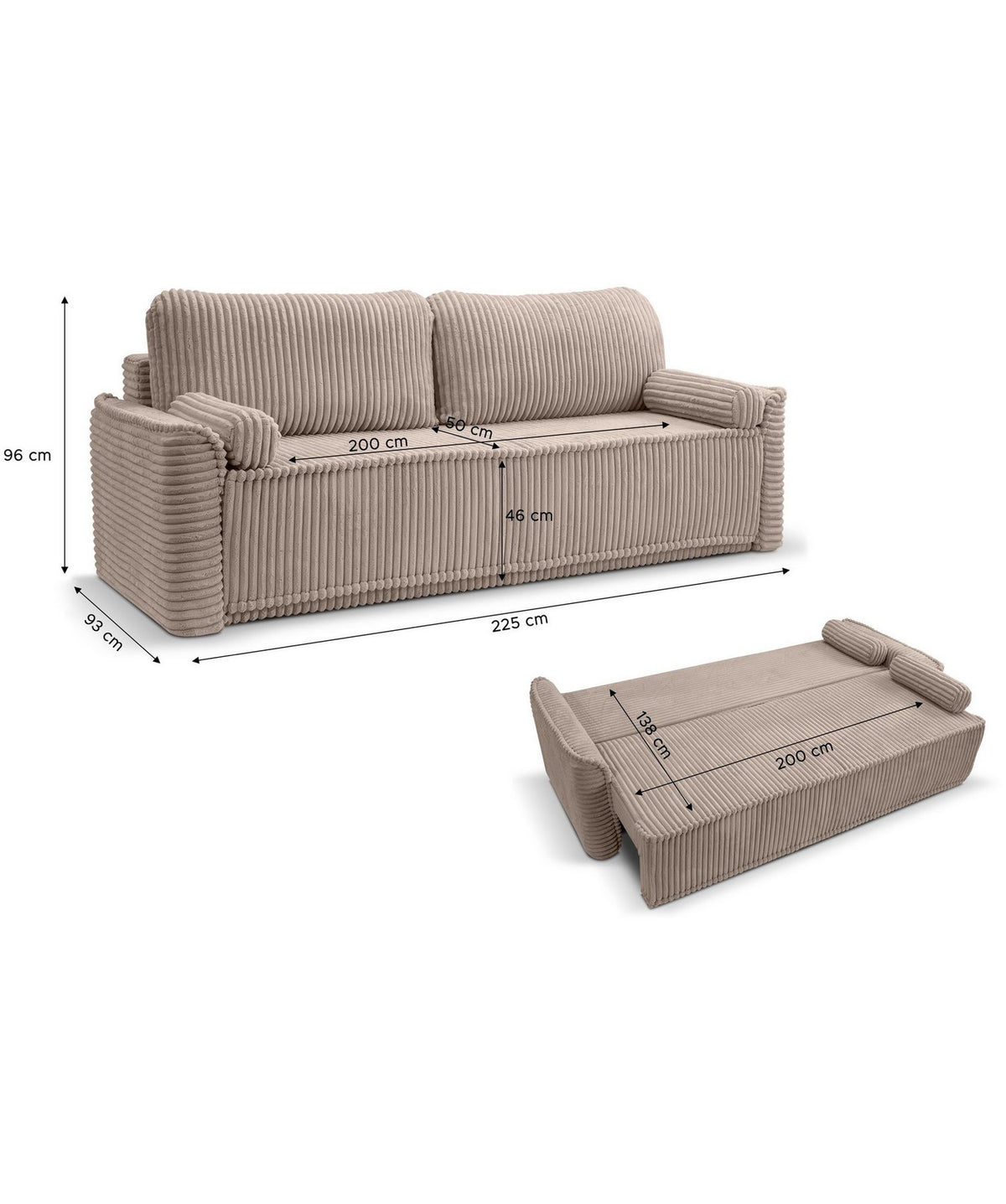 Cord Schlafsofa GRUBS im Wohnzimmer