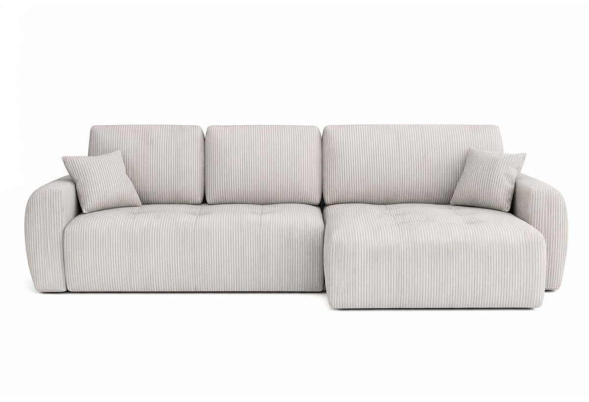 Beiges Cord Ecksofa IVO L in der Gesamtansicht