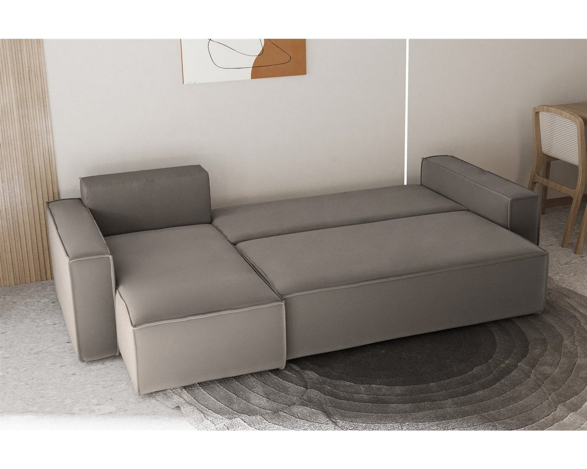 Ecksofa MARIS mit Ottomane links im Wohnzimmer