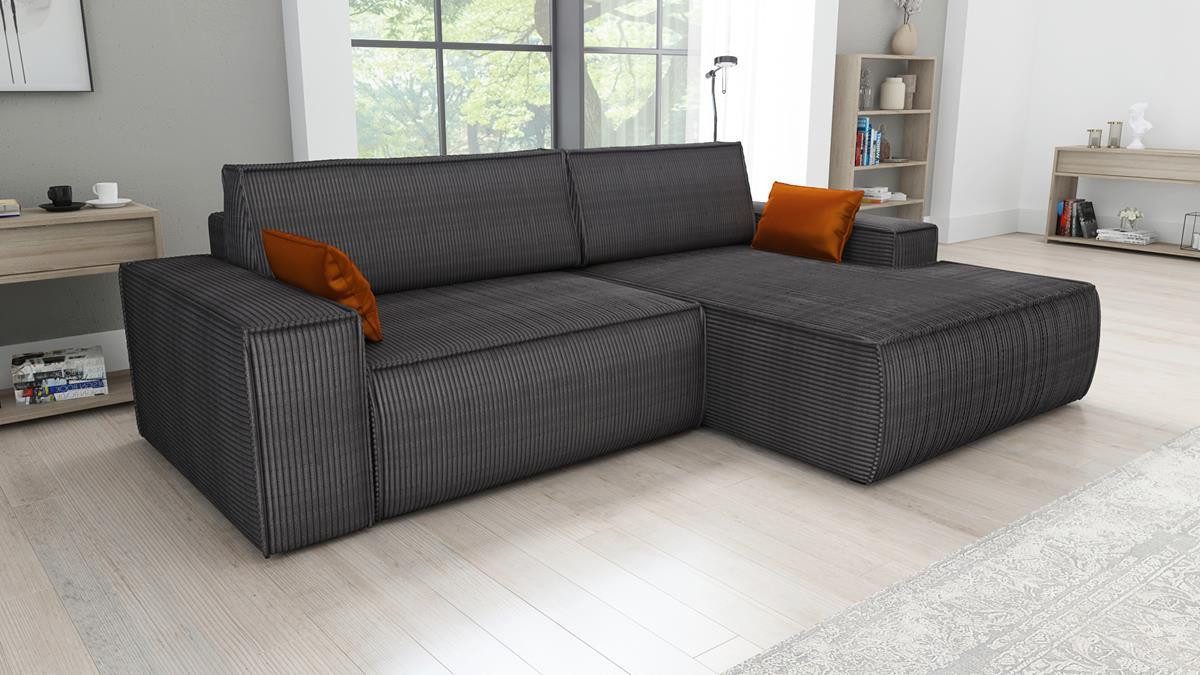 Cord Ecksofa TOR in Graphit seitlich