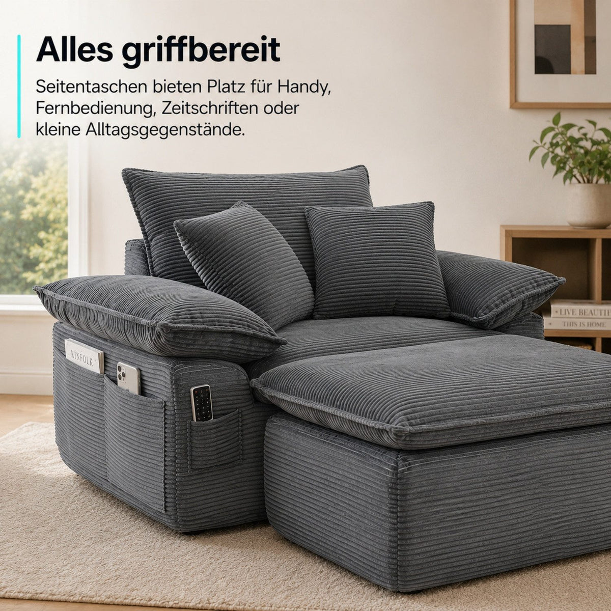 Abnehmbare Ottomane des Cord Sofas