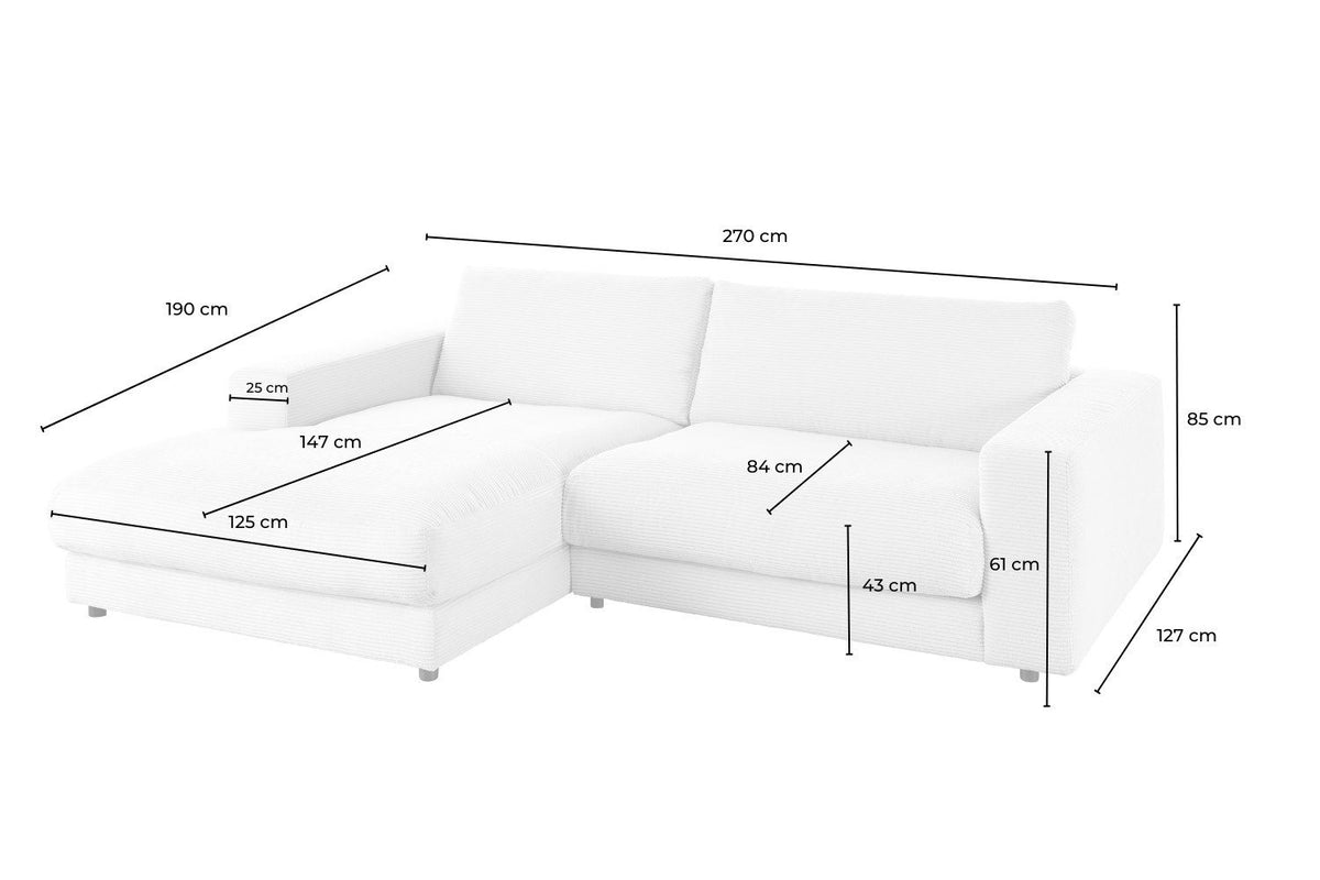 Cord Ecksofa MADELINE mit losen Rückenkissen