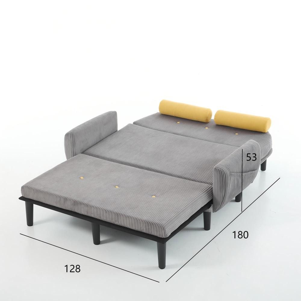 Cord Schlafsofa 2-Sitzer in Grau als Daybed