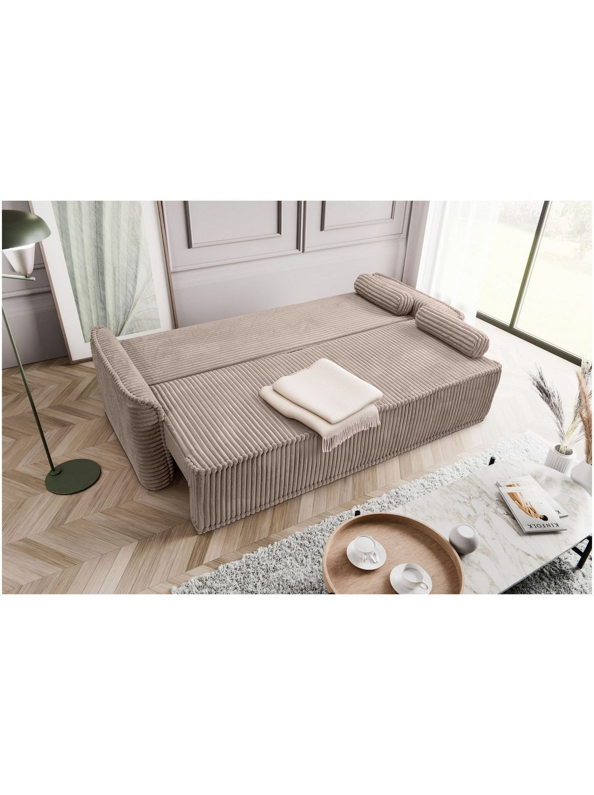 Cord Schlafsofa GRUBS mit Zierkissen