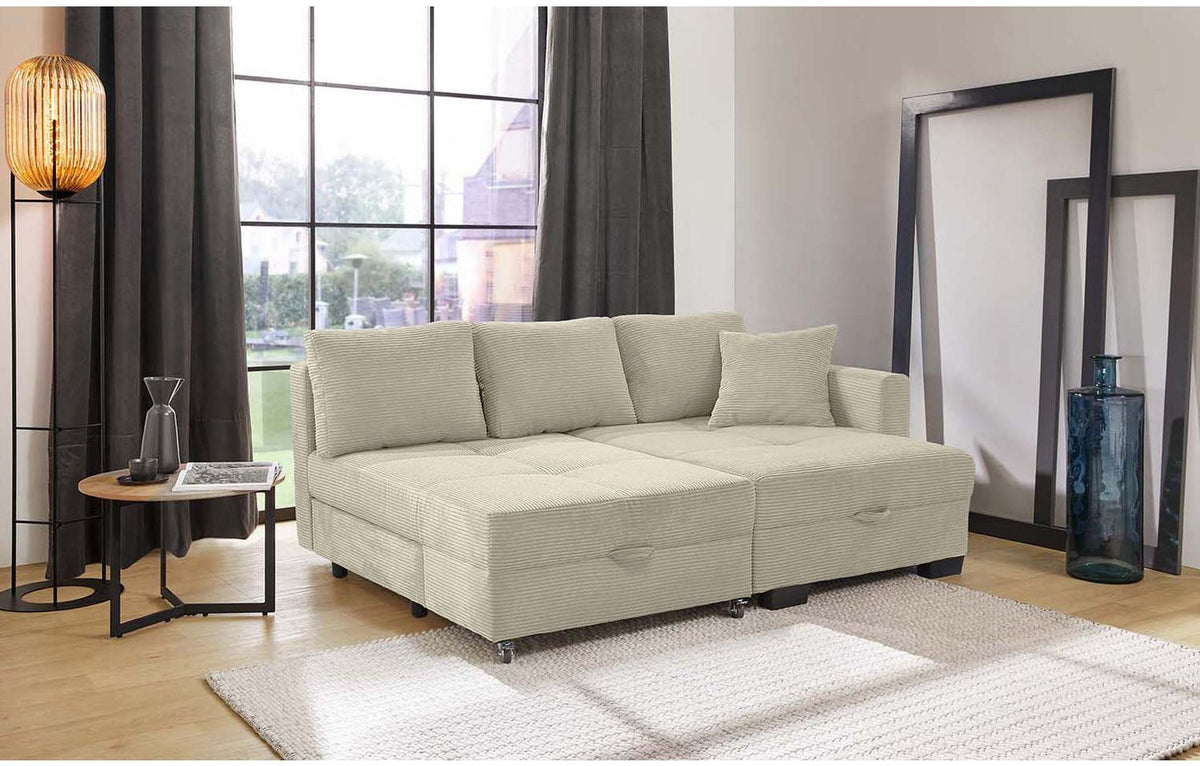 Cord Ecksofa 15215 in Beige Grau Ansicht 6