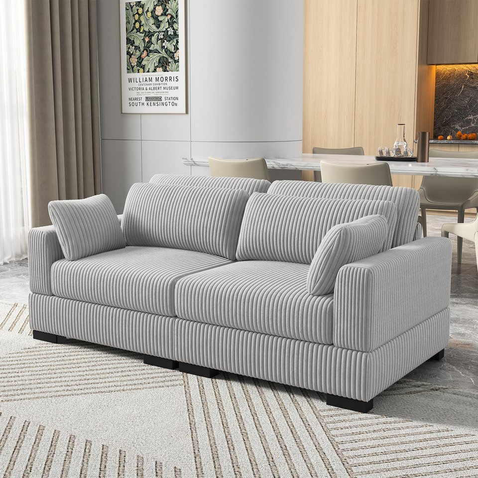 Graues Cord Loungesofa LOUNGE mit verstellbarer Rückenlehne