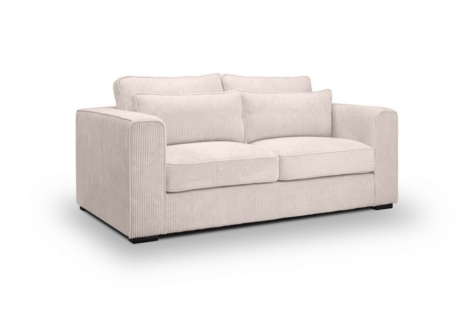 Cord Sofa ALMIRA 200 cm in Grau-Beige mit vier Rückenkissen