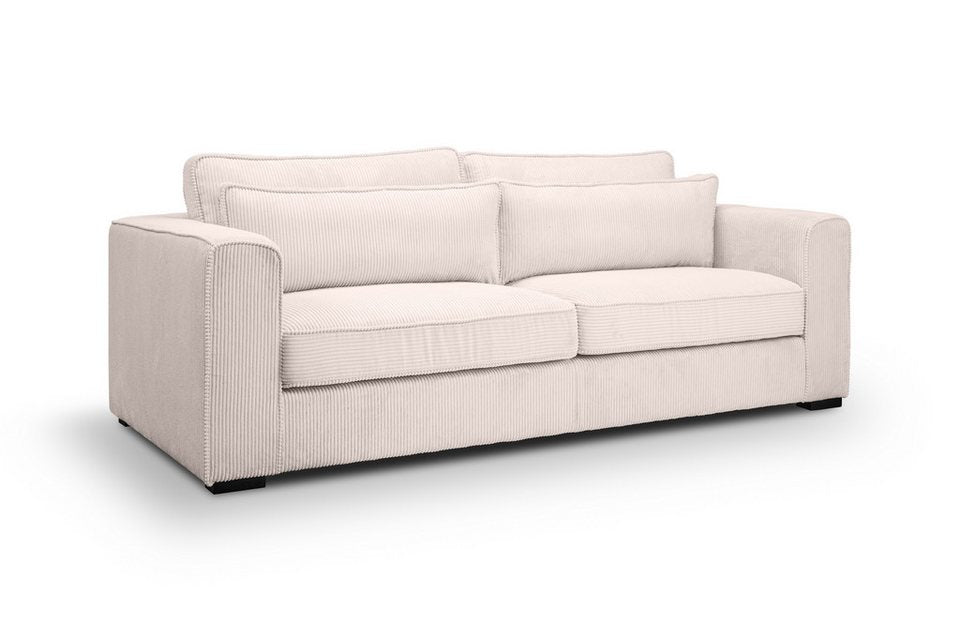 Cord Sofa ALMIRA als 3-Sitzer in Grau-Beige