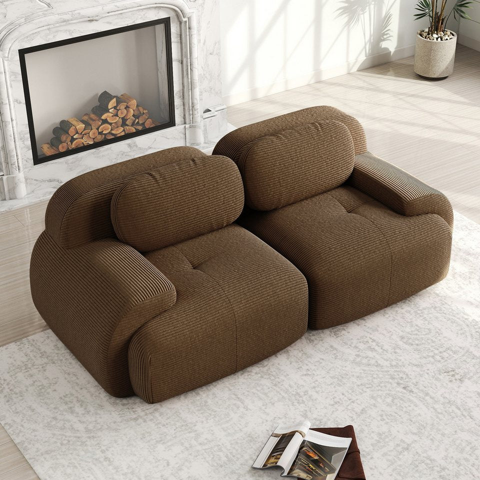 Cord Sofa 2-Sitzer rahmenlos in Braun SPOLE