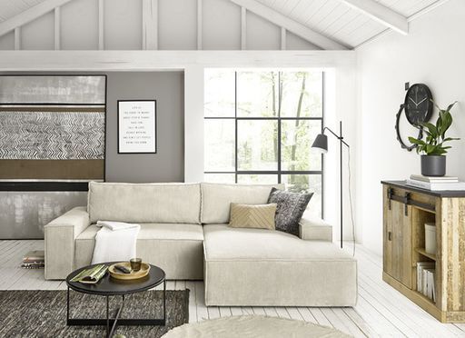 Modernes Cord Ecksofa SHERWOOD im Wohnzimmer