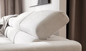 Verstellbare Kopfstützen des ANTONELLI Cord Ecksofas im Detail