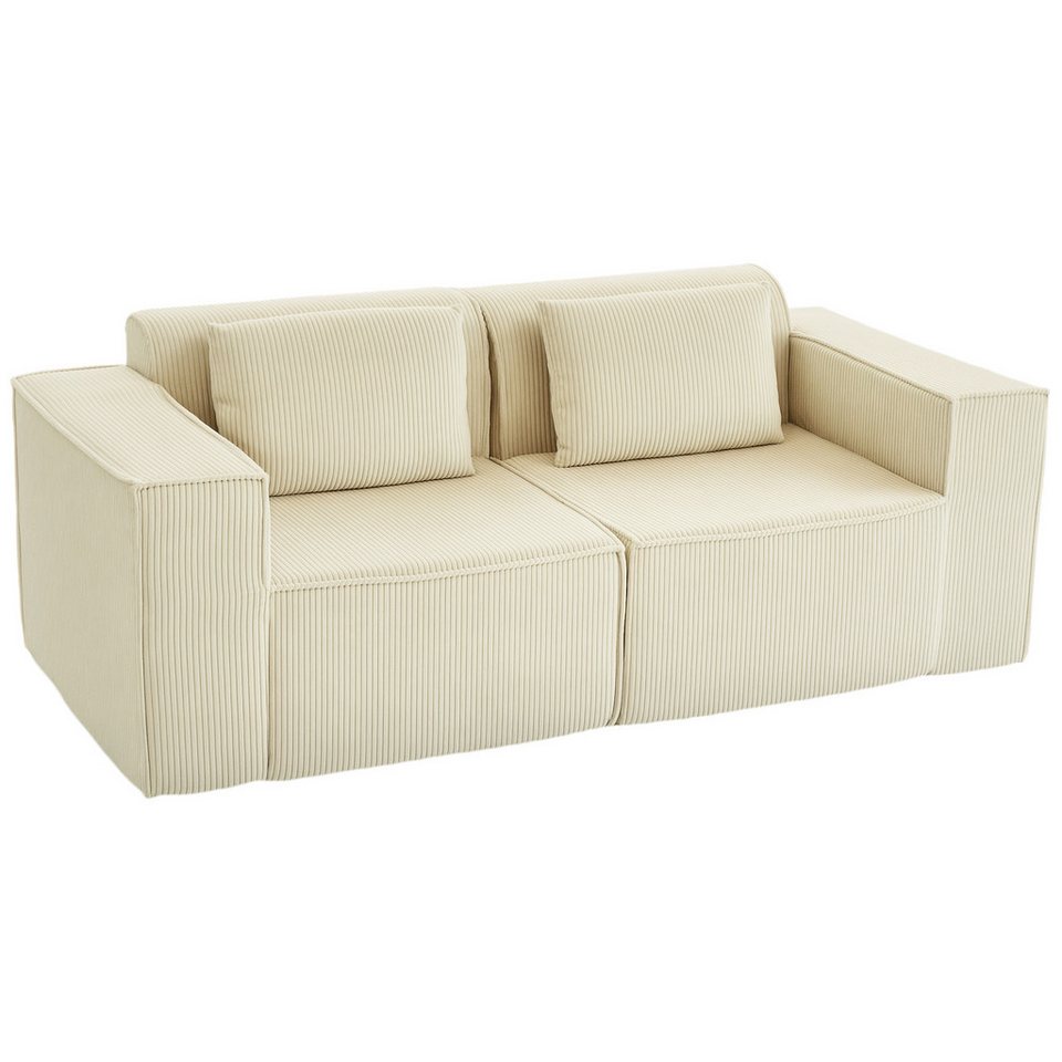 Cord Sofa 202 cm in Beige HOMCOM Seitenansicht