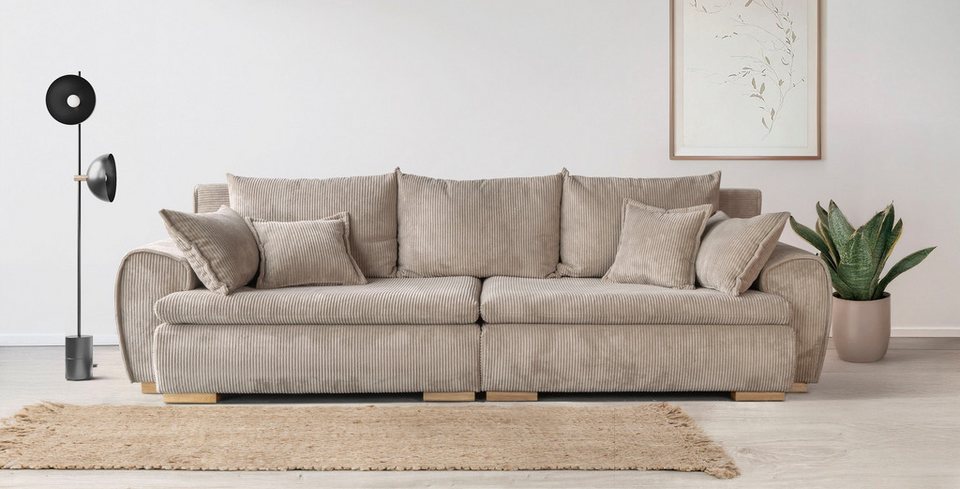 Cord Big-Sofa KATJA 275 cm in Taupe