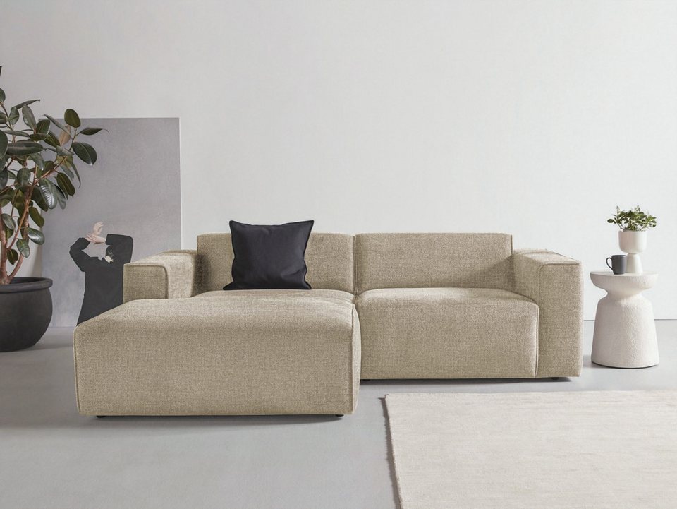 Cord Ecksofa NOORD in Creme mit Recamiere links