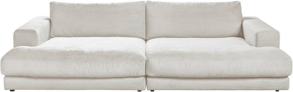 Cord Big Sofa ENISA 290 cm in Weiß mit legerer Polsterung