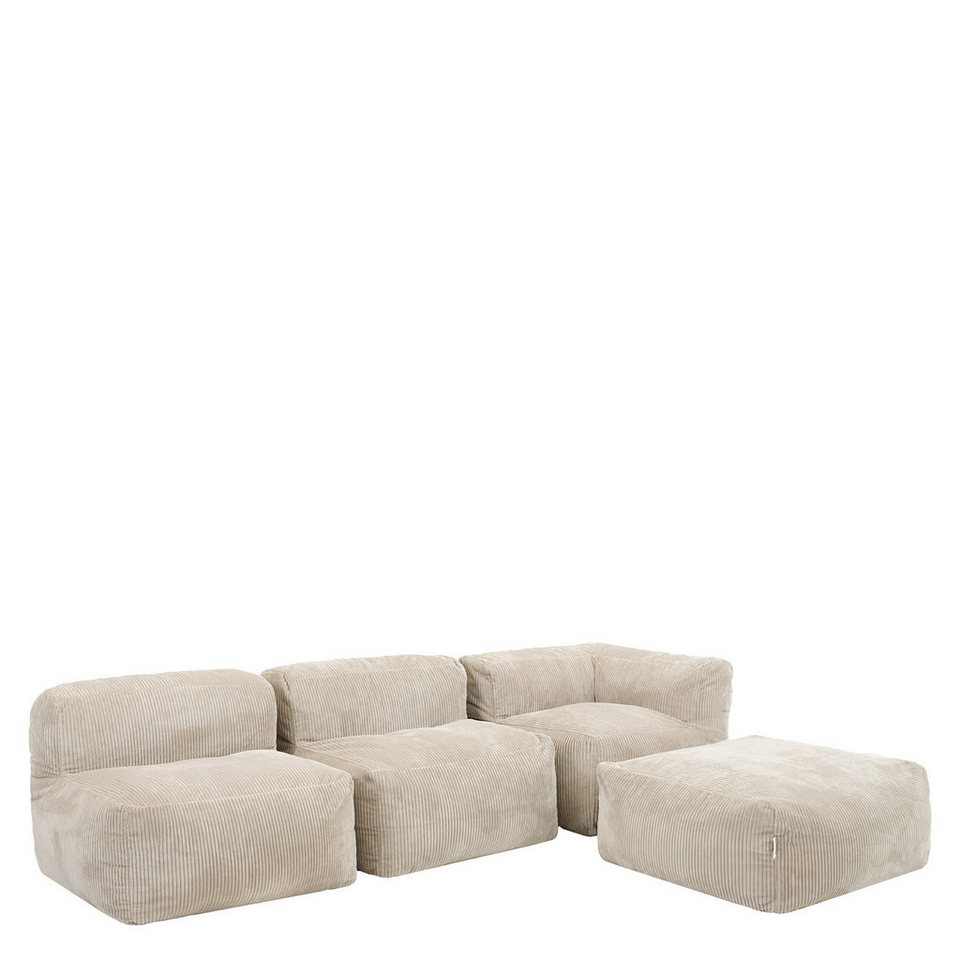 Modulares Cord Ecksofa ZEN in Beige als 4-teiliges Set