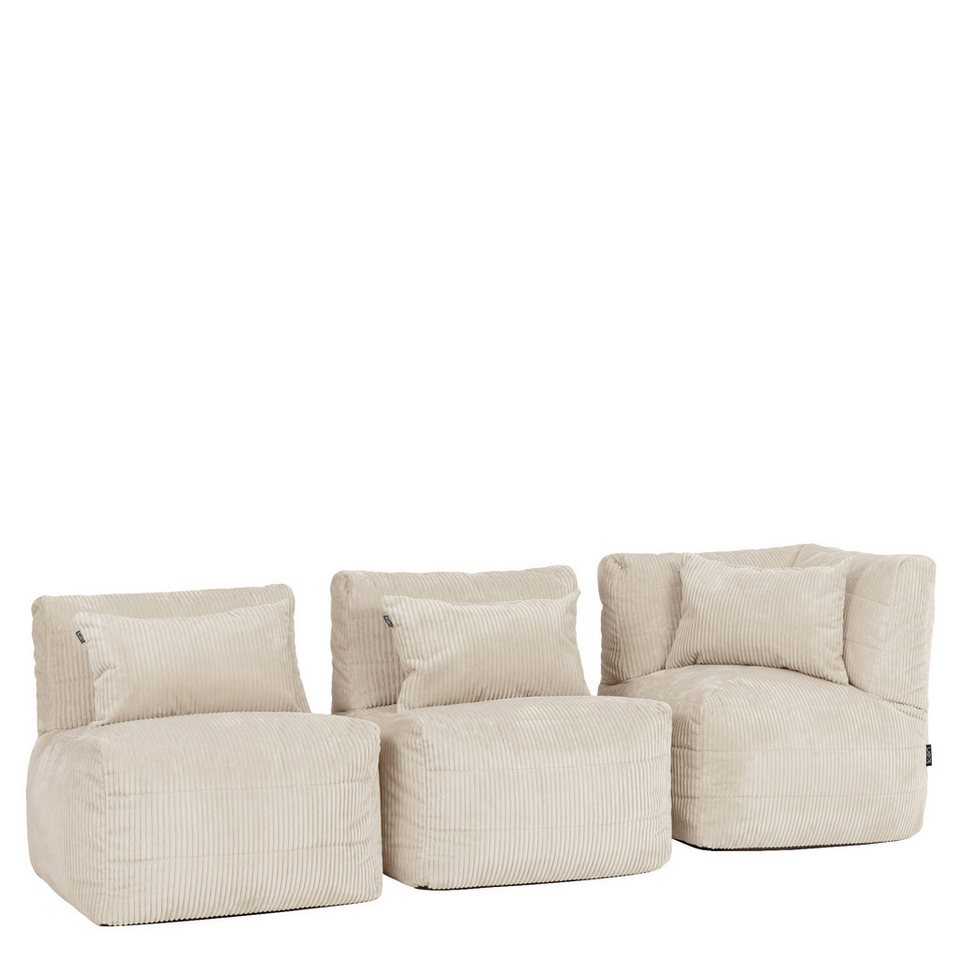 Modulares Cord Ecksofa NOA in Beige mit 231 cm Breite