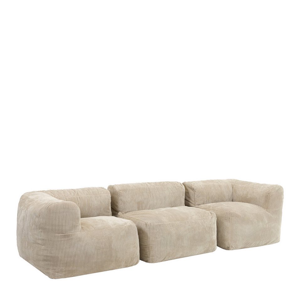 Modulares Cord Ecksofa ZEN in Beige mit drei Elementen