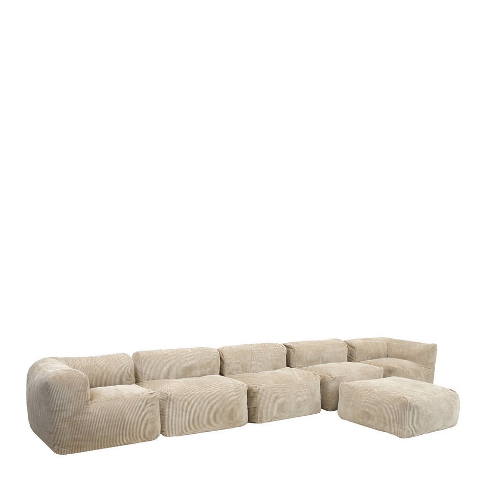 Modulare Cord Wohnlandschaft ZEN in Beige mit sechs Elementen