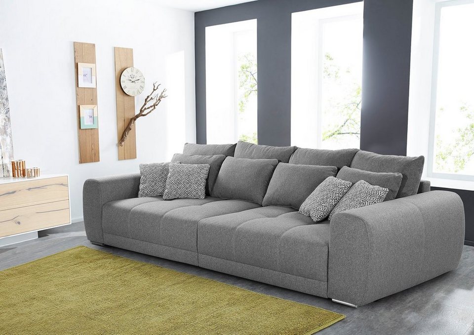 Big Sofa MOLDAU aus Cord in Hellgrau mit Federkern