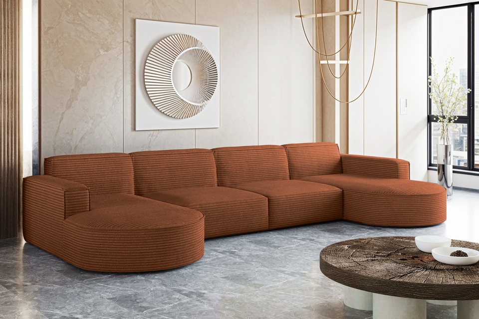 Cord Wohnlandschaft MODENA U XL in Ziegel in U-Form