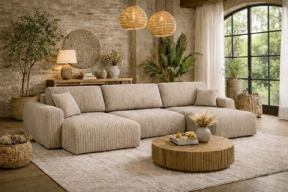 Cord Wohnlandschaft ARIEL UXL in Dunkelbeige in U-Form