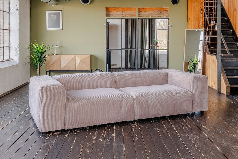 Modulares Cord Sofa MIA in Taupe mit sechs Modulen