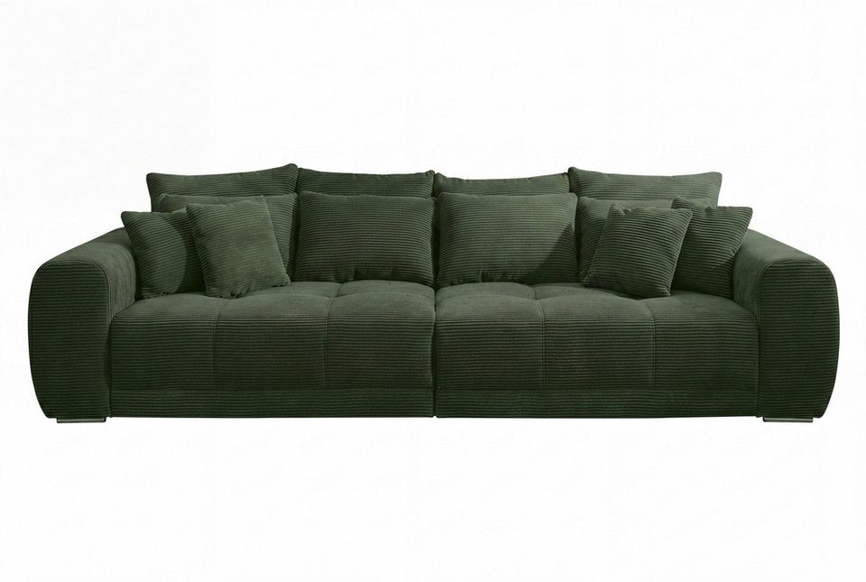Cord Big Sofa 15172 in Grün mit Federkernpolsterung