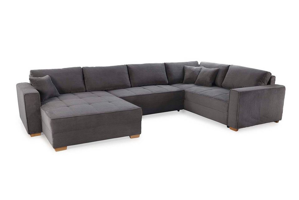 Cord Wohnlandschaft 15198 in U-Form und Dunkelgrau