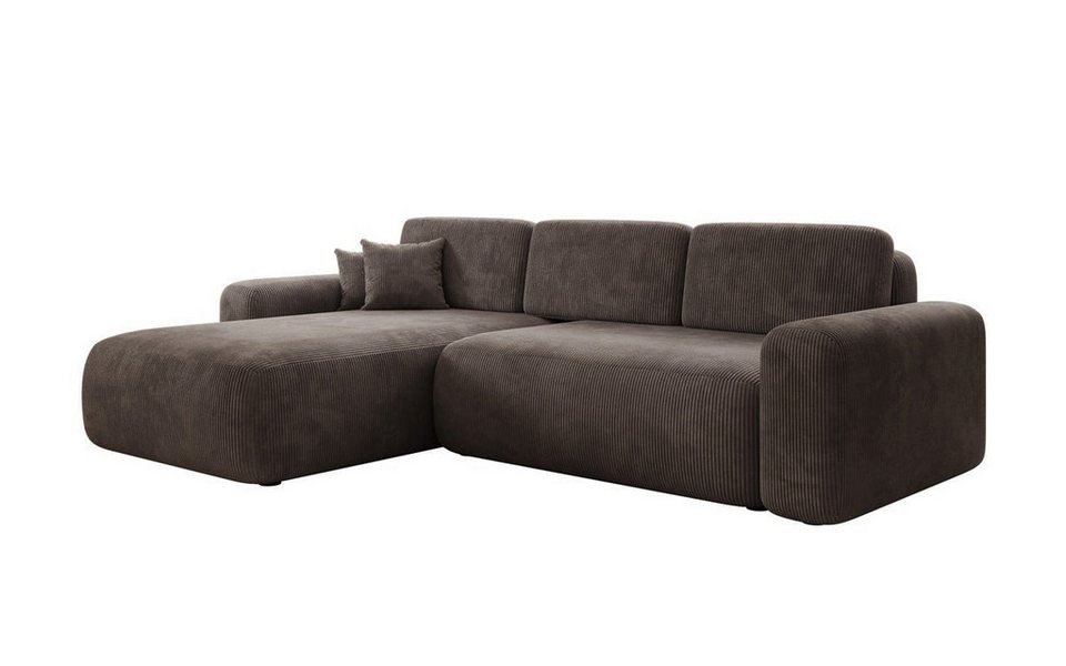 Cord Schlafsofa LOLA in Braun mit organischer Form