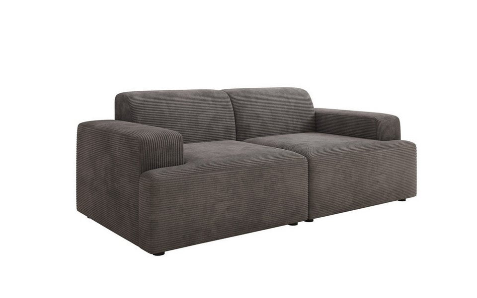 Cord Sofa MONZA als 2-Sitzer in Hellgrau