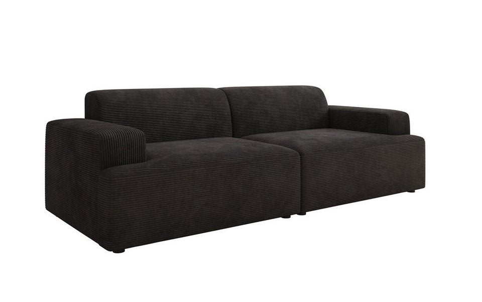 Schwarzes Cord Sofa MONZA als 3-Sitzer