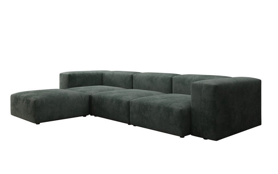 Cord Ecksofa SNUG 306 cm in Grün
