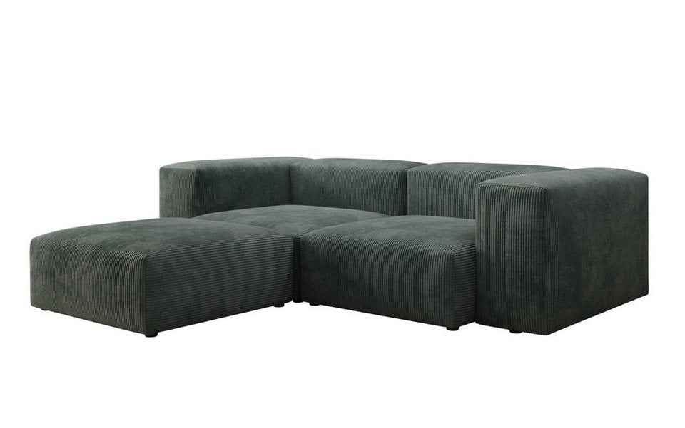 Cord Ecksofa SNUG L MINI in Grün mit Ottomane