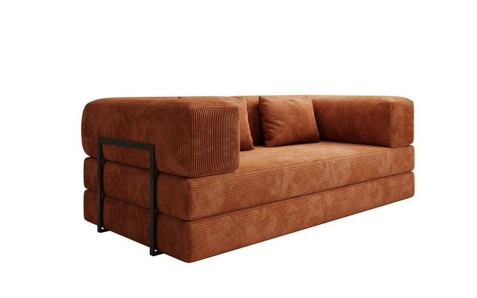 Cord Sofa LAZY in Orange mit Metallgestell