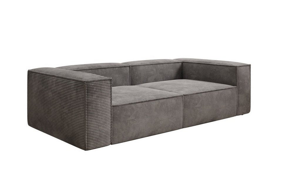 Cord Sofa LESLEY in Hellgrau in Frontalansicht