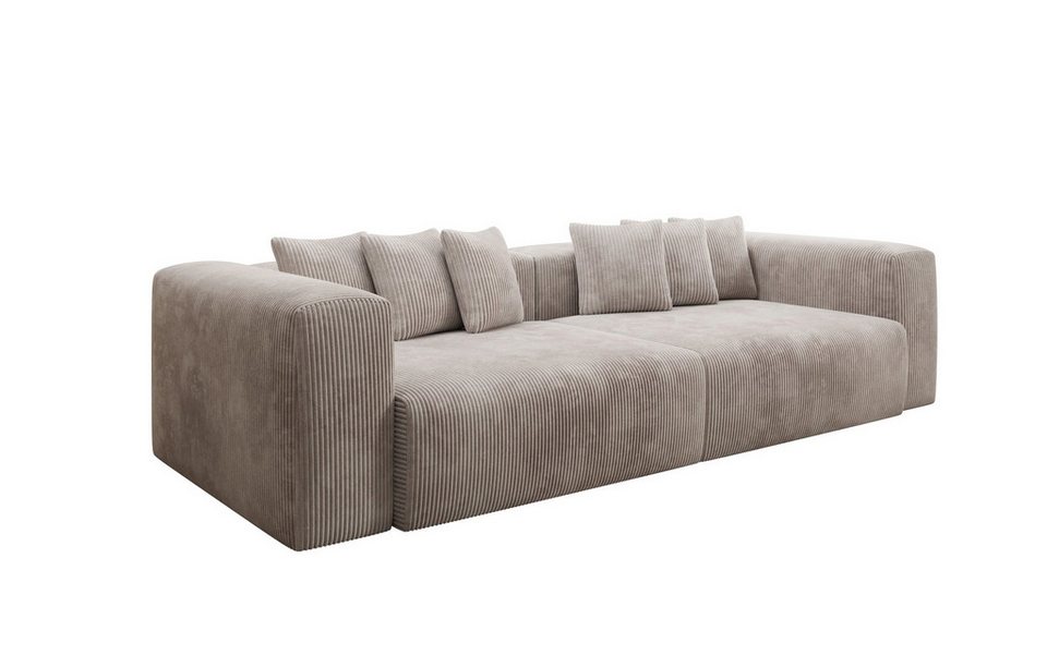 Cord Sofa TULLY 300 cm in Beige mit tiefer Sitzfläche