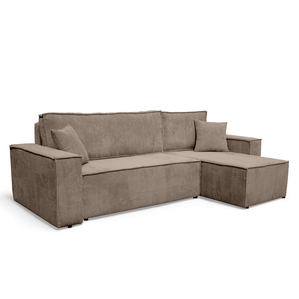 Cord Ecksofa COMO in Beige mit Ottomane