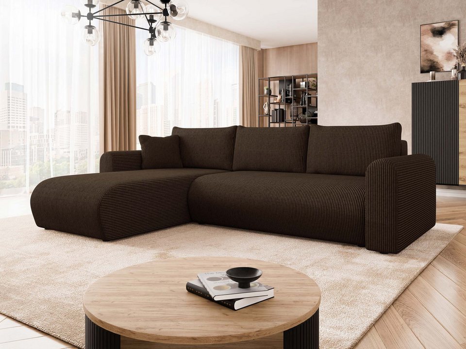Cord Ecksofa ELIWO 252 cm im Cordbezug Poso 06