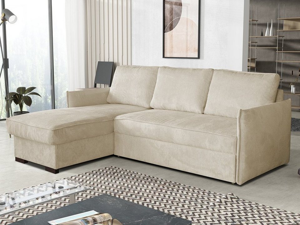 Cord Ecksofa MEGAN 220 cm in Poso 100